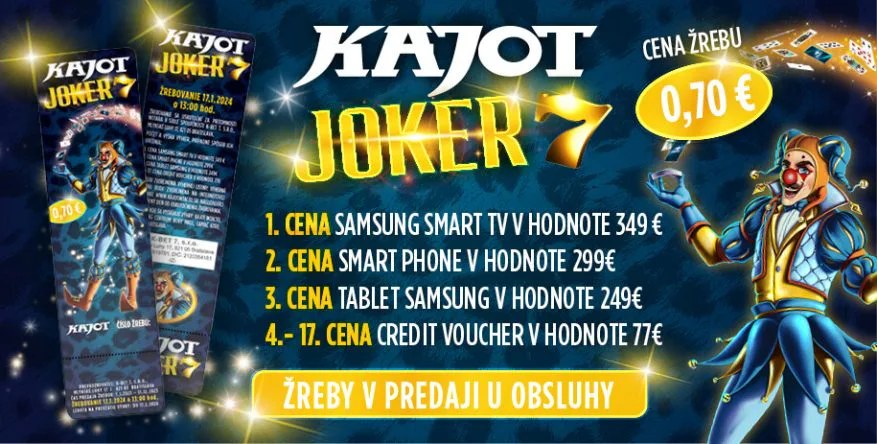 KAJOT JOKER 7 MÁ SVOJICH VÝHERCOV – VÝHERNÁ LISTINA