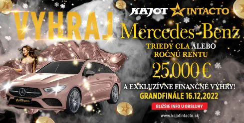 ŠTEDRÉ VIANOCE V KAJOT INTACTO! Vyhrajte Mercedes-Benz triedy CLA alebo ročnú rentu 25 000 €