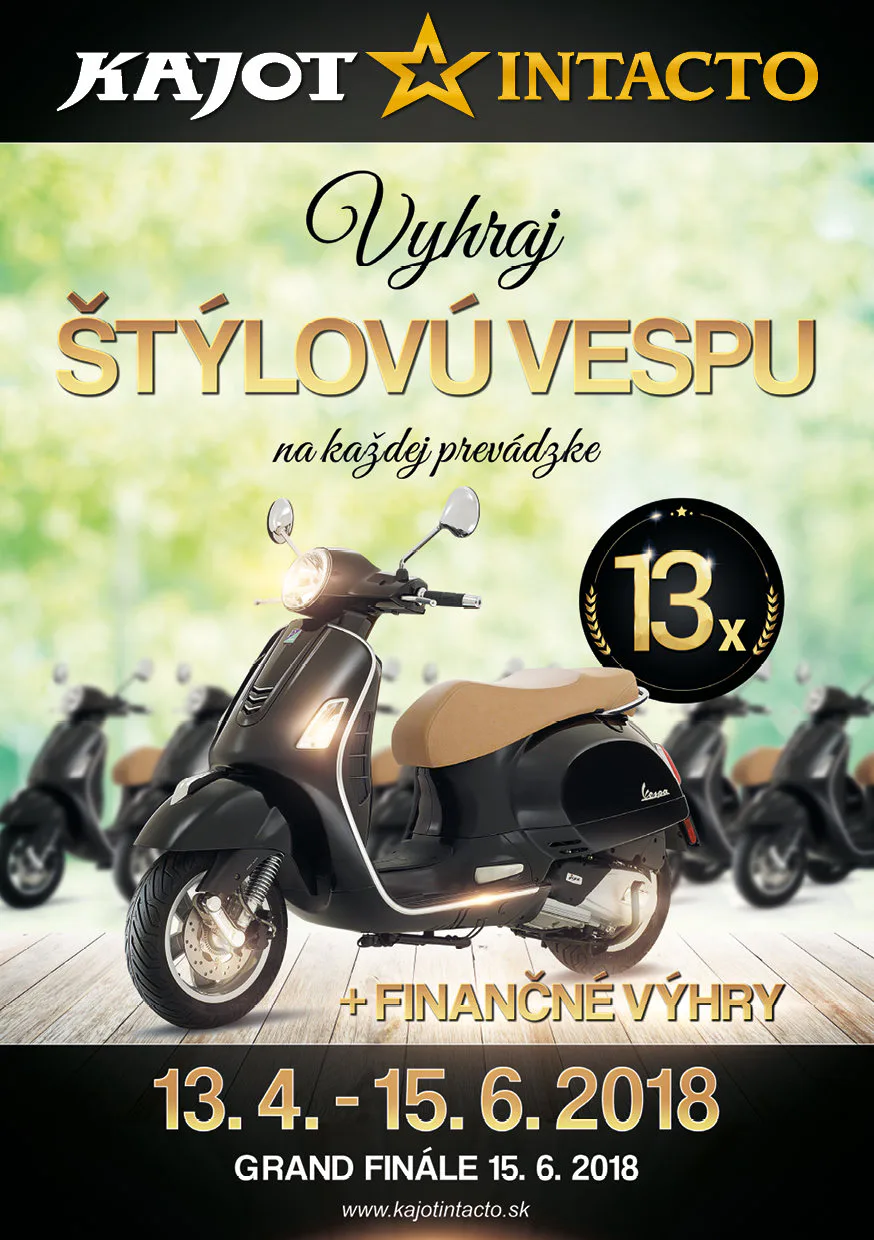 Vyhraj štýlovú Vespu na každej prevádzke